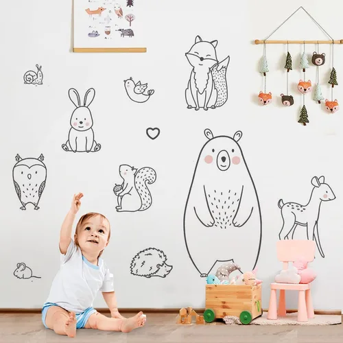 Vista 5 de DEKOSH Calcomanías de pared de animales de gran tamaño para guardería, sala de juegos de niños, decoración de dormitorio de bebé