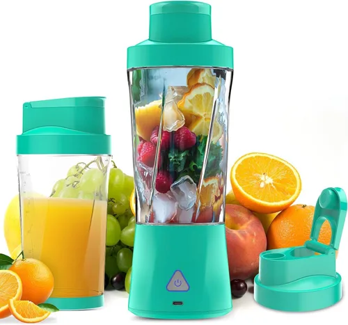 Vista 9 de Licuadora portátil, licuadora personal de 360 W para batidos y batidos para cocina, 24 onzas sin BPA, vaso y tapa con 6 cuchillas, exprimidor