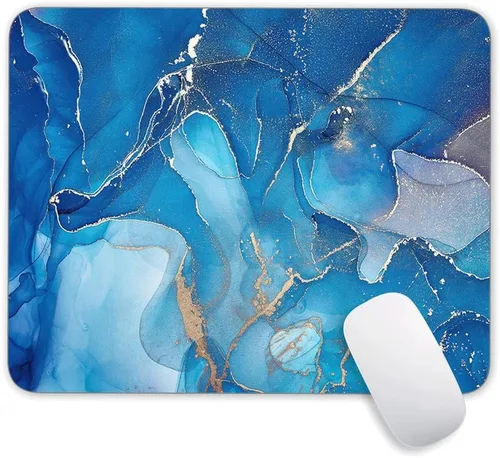 Vista 8 de Alfombrilla de mouse de mármol azul aguamarina dorado, alfombrilla de mouse para juegos con diseño personalizado, alfombrilla de mouse cuadrada