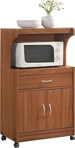 Vista 7 de HODEDAH IMPORT - Carrito de cocina para microondas, de madera de haya.