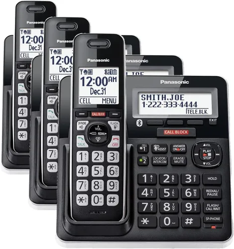 Vista 17 de Panasonic Teléfono con cable/inalámbrico con contestador, bloque de llamadas avanzado y grabación de 2 vías, 2 teléfonos ampliables hasta 6