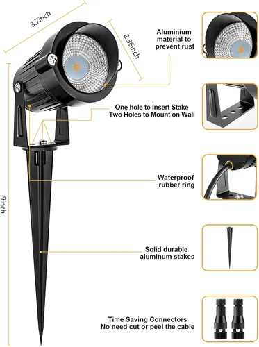 Vista 5 de ZUCKEO Luces de Paisaje que Cambian de Color de 12W RGB de Bajo Voltaje Iluminación de Paisaje Control Remoto, Foco LED Impermeable para Exteriores