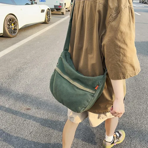 Vista 2 de Bolsos cruzados de lona para mujeres y hombres, bolso de hombro estilo hobo bolso de mano para el trabajo, compras y viajes