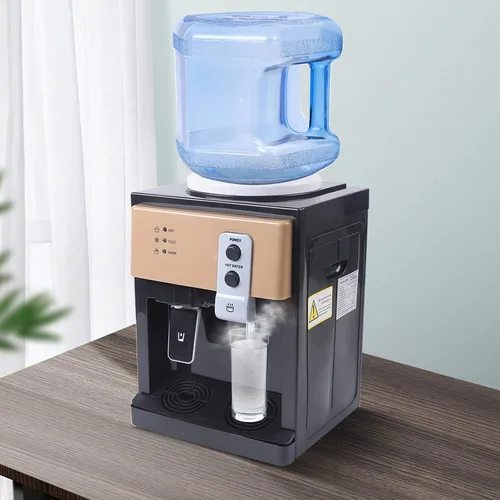 Vista 8 de Dispensador de agua de encimera de carga superior para botella de 5 galones, dispensador de enfriador de agua fría y caliente, máquina eléctrica