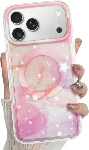 Vista 28 de Bonoma Funda magnética para iPhone 13 【Soporte para Magsafe】Protector de cámara de lujo de cristal fluorescente iridiscente con láser brillante + 2