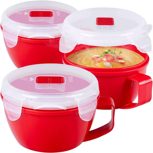 Vista 10 de MATICAN Tazón de sopa para microondas con tapa, taza de sopa con tapa, recipientes de microondas para fideos ramen, sopa, bebidas, 31.11 onzas
