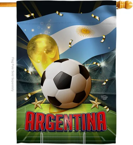 Vista 63 de Bandera del equipo de la Copa Mundial de la FIFA 2022 con bandera de Argentina para decoración del hogar al aire libre, arte de pared