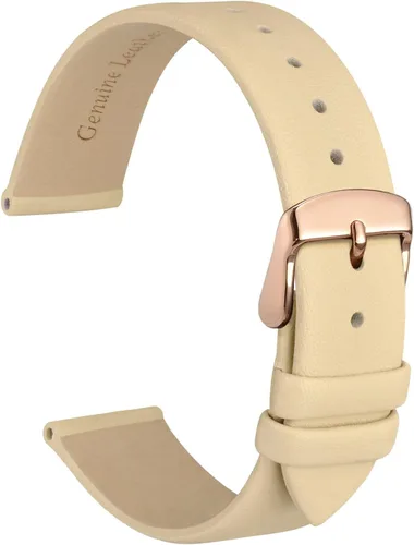 Vista 42 de WOCCI Correa de reloj elegante de 0.315 in de ancho, correa de repuesto de cuero genuino con hebilla dorada (negro)