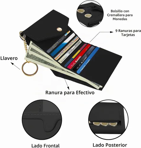 Vista 3 de Gostwo Billetera para Mujer con Bloqueo RFID Carteras Pequeñas para Mujer Tarjetero de Tarjetas de Crédito Carteras Triple Pliegue para Damas