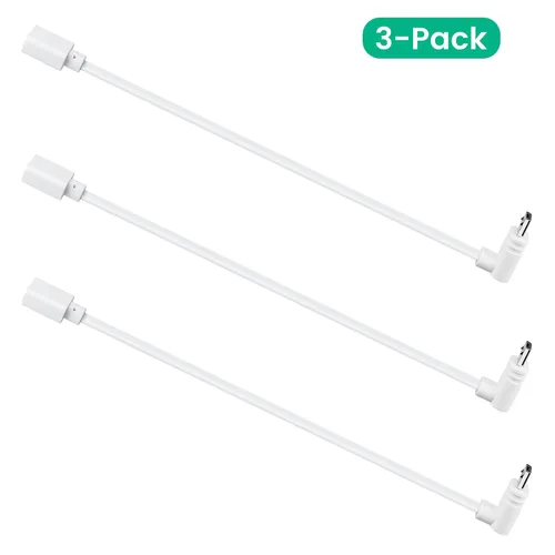 Vista 6 de Paquete de 3 cables de extensión para cámara WYZE Cam Pan V3, cable de alimentación plano de 1 pie Adaptador micro USB de 90 grados