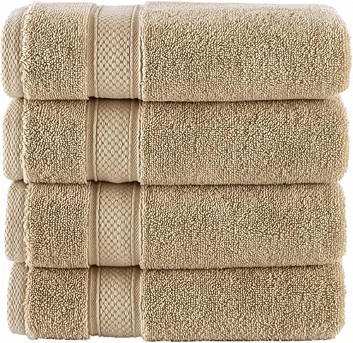 Vista 9 de NOVA Luxury Linen - Juego de toallas turcas de calidad de hotel para baño (juego de 4 toallas de mano, beige arena cálida)