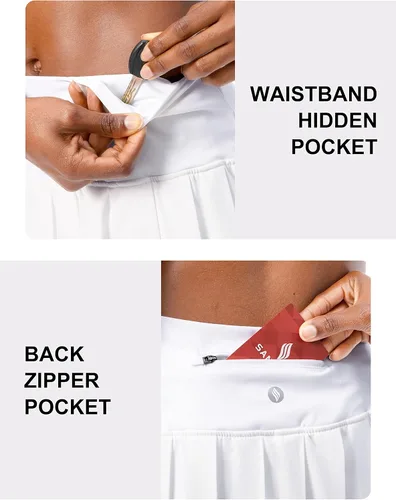 Vista 4 de SANTINY Women's Pleated Tennis Skirt 4 Pockets High Waisted Skort with Shorts Athletic Golf Skorts Skirts for Women