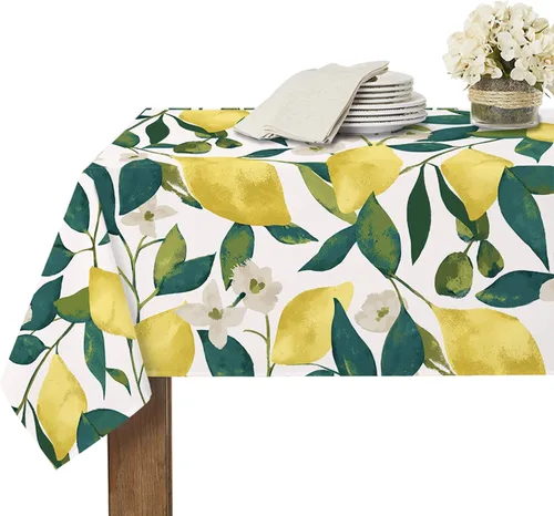 Vista 21 de RYB HOME - Mantel rectangular de Patchwork colorido - Mantel a prueba de derrames y resistente a los arañazos para mesa de 6 pies con flores