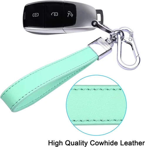 Vista 2 de Wisdompro Llavero de cuero genuino para automóvil, llavero universal de cuero resistente Key FOB, llaveros para mujeres para llaves de automóvil