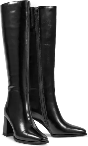 Vista 2 de wetkiss Botas altas hasta la rodilla con punta gruesa y diamantes de imitación para mujer con cristales brillantes y brillantes para boda, fiesta