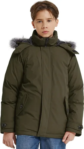 Vista 3 de Wantdo Abrigo de invierno cálido impermeable para niños chaqueta acolchada gruesa y acolchada parka con capucha