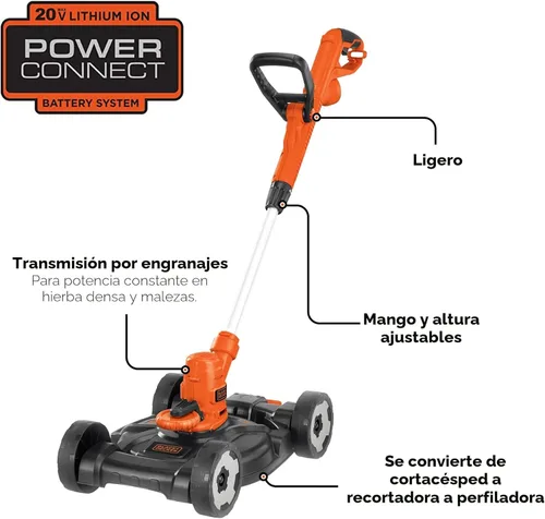 Vista 2 de BLACK+DECKER 3 en 1 Podadora de hierba/de esquina y cortacésped, 6,5 A, 12 pulgadas (MTE912)