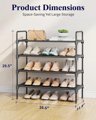 Vista 3 de Kitsure Zapatero para armario, organizador de zapatos para entrada de puerta delantera, estante apilable para zapatos, organizadores de armario Negro