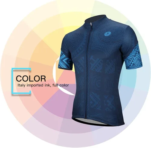 Vista 6 de Darevie Jersey de ciclismo para hombre, secado fresco, para ciclismo, profesional, con bolsillos, color azul marino