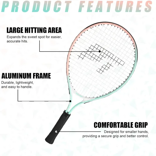 Vista 3 de PICKLETECH Kids Tennis Racket for Junior Toddlers Starter Kit 17-25" Tennis Racquet for Girls and Boys with Carry Bag, Lightweight for Beginners