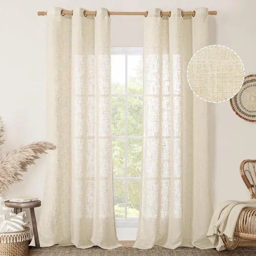 Vista 18 de LAMIT Cortinas de lino marrón caramelo para sala de estar, 84 pulgadas, de lino sintético, texturizado, filtrante de luz, paneles de privacidad