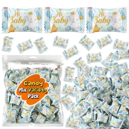 Vista 10 de Naucoos Dulces de baby shower para niña, bolsa de 26.5 onzas, 150 mentas duras a suaves, envueltas individualmente, caramelos rosados para baby