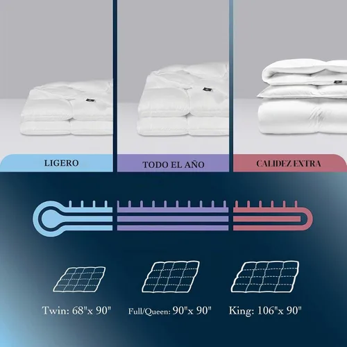 Vista 6 de Serta Edredón de plumón de ganso de fibra de algodón tamaño Queen, relleno de edredón 100% algodón, edredón de ropa de cama hipoalergénico de lujo