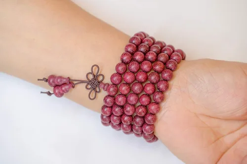 Vista 10 de Mala Beads Pulsera 108 0.315 in Meditación Sándalo Elástico..