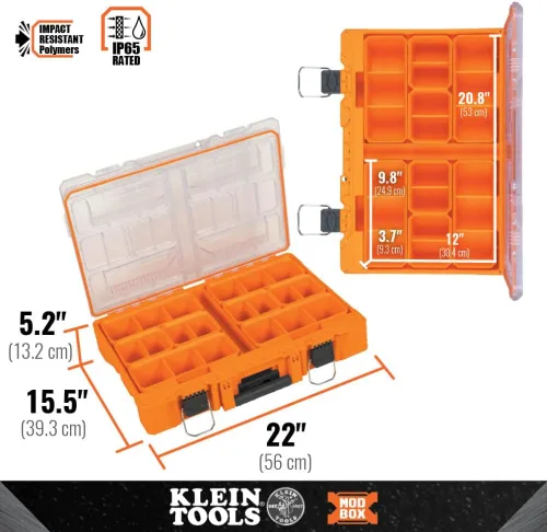 Vista 5 de Klein Tools 54806MB MODbox - Caja de compartimento alto, organizador de herramientas de ancho completo, caja de herramientas de piezas pequeñas