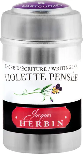 Vista 7 de Tinta para pluma estilográfica Herbin - 1 lata de 6 cartuchos - Larmes de Cassis