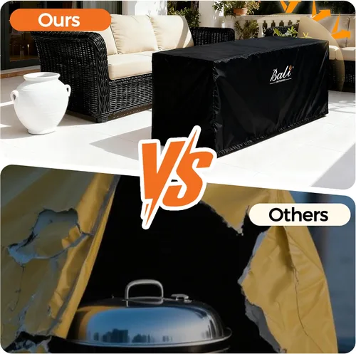 Vista 4 de BALI OUTDOORS Cubiertas rectangulares para hogueras, material de PVC impermeable y resistente a la intemperie, negro, 42.2 pulgadas de largo x 24.2