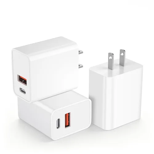 Vista 12 de Bloque de carga para iPhone 16/15, bloque de carga USB C [paquete de 2] 20 W de doble puerto PD rápido USB C adaptador de cargador de pared USB A