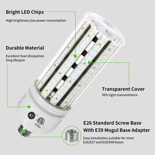 Vista 3 de NS Bombillas LED de maíz de 100 W, 5000 K, AC110-277 V, 16000 lm, base E26/E39, halogenuros metálicos de repuesto LED HID CFL para iluminación