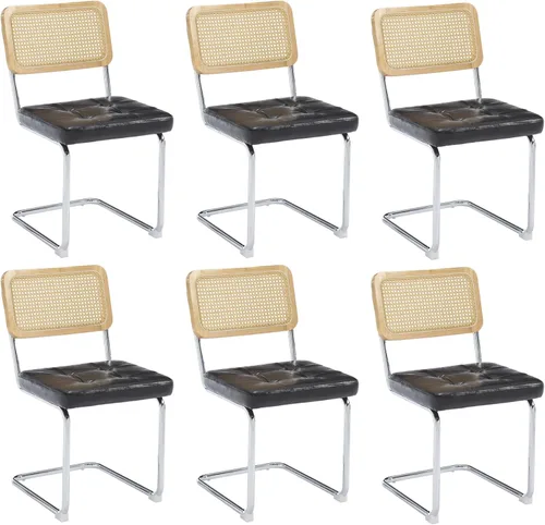 Vista 14 de KCC Juego de 2 sillas de comedor modernas de mediados de siglo, ratán de piel sintética, sillas auxiliares de comedor de cocina con patas de metal
