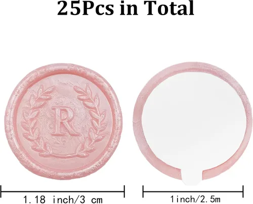 Vista 2 de 25 calcomanías adhesivas de sello de cera de letra R, hechas a mano, sin necesidad de sellar, rasgar y usar calcomanías de cera para invitaciones