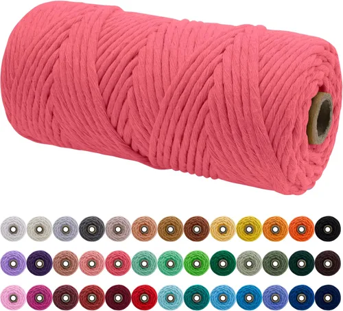 Vista 161 de JeogYong Cordón de macramé de un solo hilo 3 mm x 109 yardas (328 pies) Cuerda de algodón suave Hilo de macramé de 3 mm, suministros de macramé