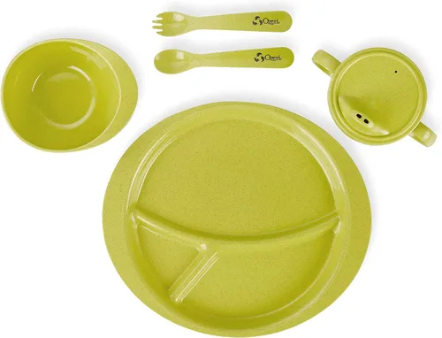 Vista 8 de Ozeri Juego de platos Earth para niños, 100% hecho de una planta, verde