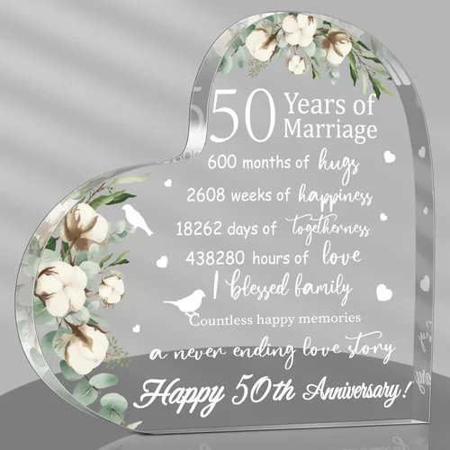 Vista 13 de Regalo de boda para ella años de matrimonio, regalo de feliz aniversario para mujer, corazón acrílico, recuerdo de matrimonio para esposa, marido