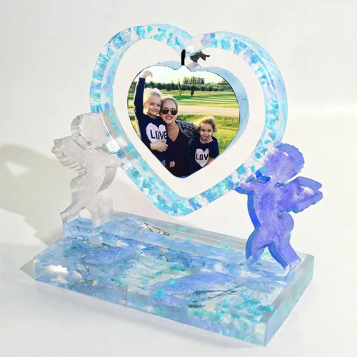 Vista 5 de Moldes de resina epoxi de amor, marcos de fotos de corazón, moldes de silicona con soporte, marco de fotos epoxi personalizado para manualidades