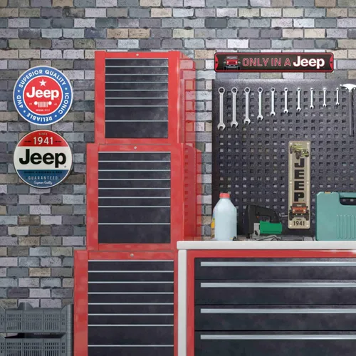 Vista 5 de Letrero de metal en relieve vertical para Jeep Letrero vintage de Jeep para garaje o cueva de hombre