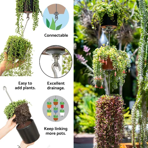 Vista 4 de Paquete de dos kits para colgar macetas + accesorios, interior/exterior, construir jardines verticales, colgar macetas individuales