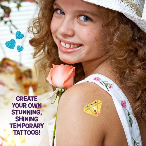 Vista 8 de Pretty Me Kit de tatuaje con purpurina para niños, tatuajes falsos metálicos y con purpurina para niñas, ideas de regalo de cumpleaños para niñas