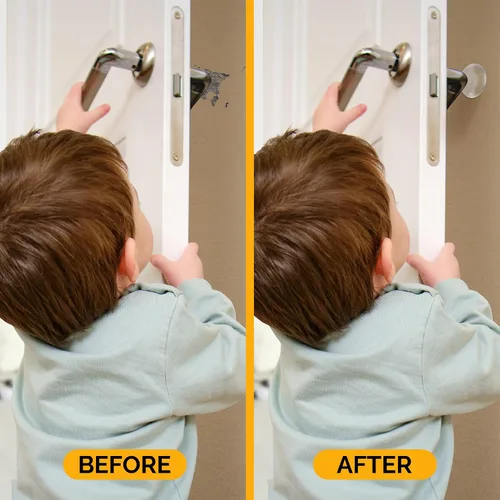 Vista 7 de Ducki - Topes de puerta para pared de 1.5 pulgadas (paquete de 6 transparentes), autoadhesivos y discretos, protector de pared para pomo de puerta