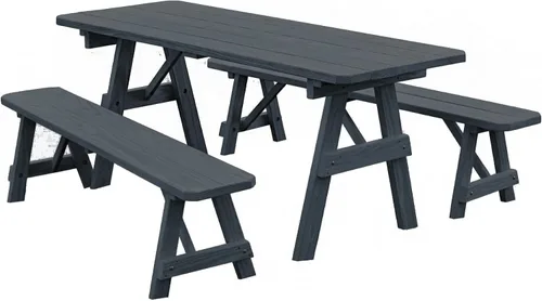Vista 26 de Furniture Barn USA Pine - Mesa tradicional de 4 pies con 2 bancos, color negro