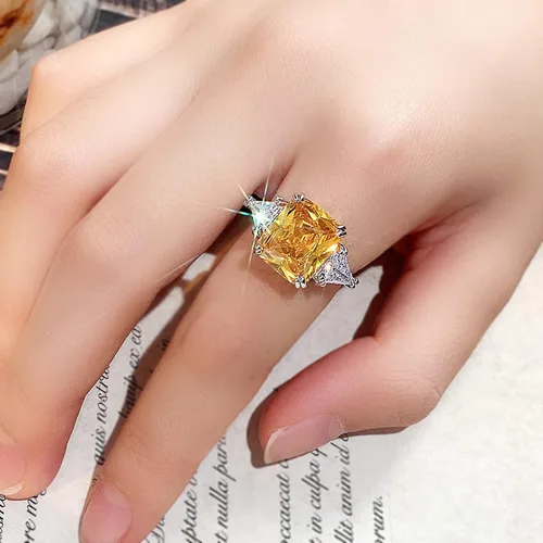 Vista 2 de Psiroy Anillo de plata de ley 925 para mujer con relleno de turmalina de 3 ct