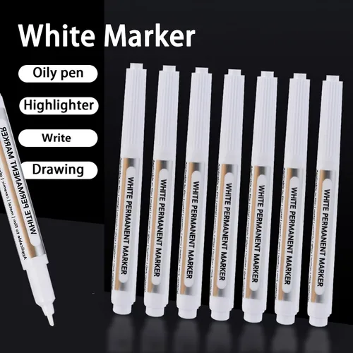 Vista 4 de Goldge 20 bolígrafos de pintura blanca – Marcadores acrílicos impermeables, marcadores permanentes de pintura blanca para metal, lienzo, vidrio