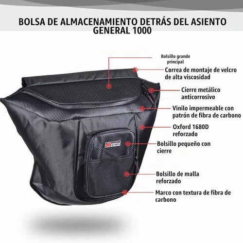 Vista 4 de Bolsa de Asiento Central UTV Compatible con Polaris General 1000/1000-4 / XP 1000 / XP 4 1000 2016-2025 Accesorios Bolsa de Almacenamiento Grande