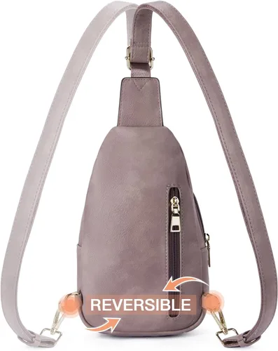 Vista 180 de Telena Riñonera pequeña para mujer, de cuero, cangureras, bolsa de pecho para mujer