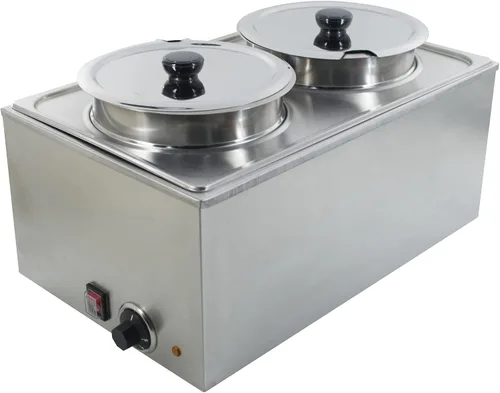 Vista 6 de CMI - Calentador de alimentos comercial, calentador eléctrico de sopa, tamaño de 20 x 12 pulgadas, Bain Marie de acero inoxidable, calentador