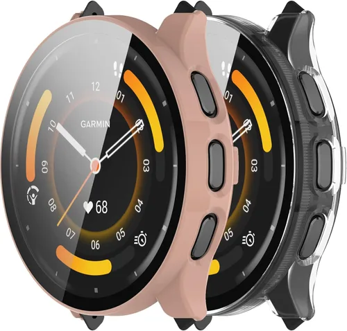 Vista 10 de Funda compatible con Garmin Venu 3S, protector de pantalla de policarbonato duro con vidrio templado, funda protectora completa para Garmin Venu 3S